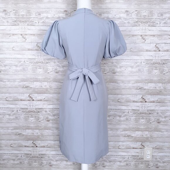 New Caara Womens Puff Sleeve Dress S Belted Gray 570A - Picture 3 of 6